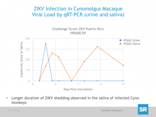 cynomolgus macaque_Urine and saliva ZIKV viral load by qRT-PCR